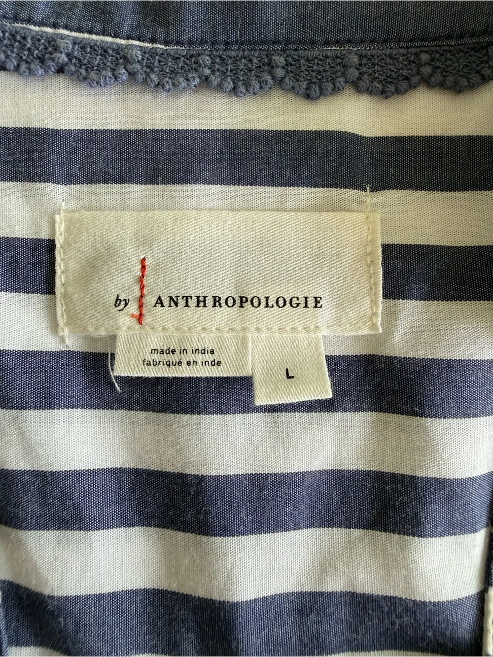 Anthropologie Darcey Popover Swing Top Blue Pattern Size L